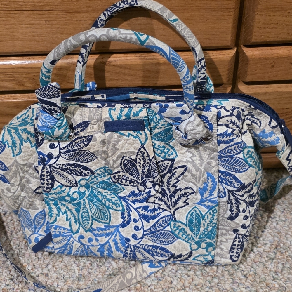 Vera Bradley Blue Teal Floral Quilted Shoulder Bag